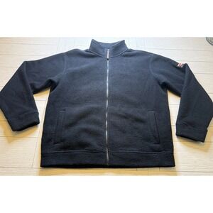 Orvis Classic Collection Mens L Full Zip Sweater Jacket Fleece Black Logo Sleeve